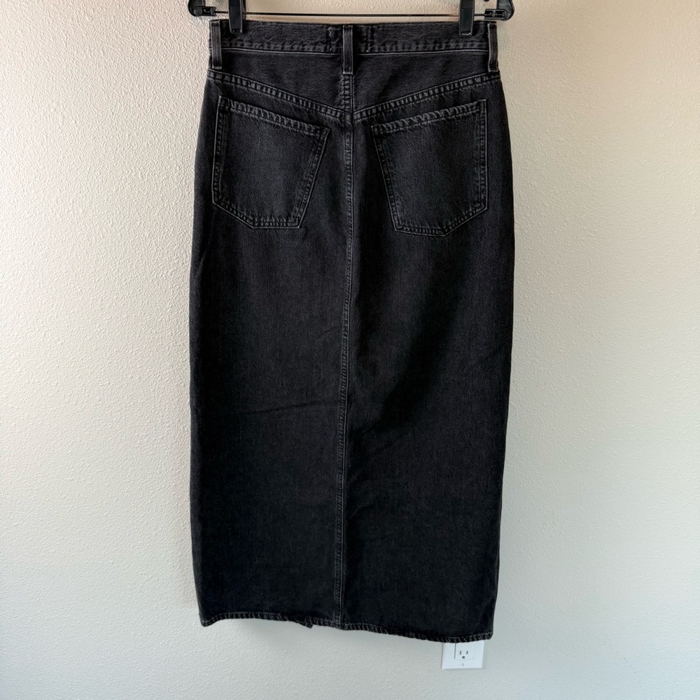 AGOLDE Leif Low Slung Jean Skirt Spider Black Denim Casual Women’s Size 25 - Picture 9 of 14